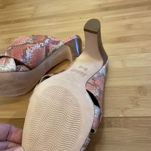 johnston murphy Pink Snake Leather Slide Nwob 8 NEW - Picture 5 of 11